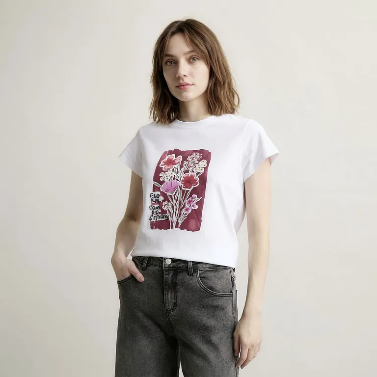Polera Estampada 100% Algodón Mujer