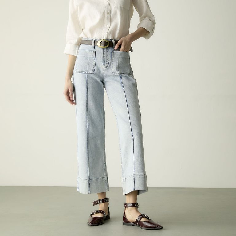 Jeans Wide Leg Tiro Alto Mujer