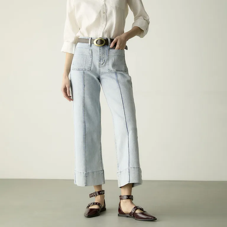 Jeans Wide Leg Tiro Alto Mujer
