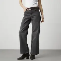 BASEMENT - Jeans Straight Tiro Alto Mujer