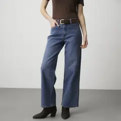 BASEMENT - Jeans Straight Tiro Alto Mujer