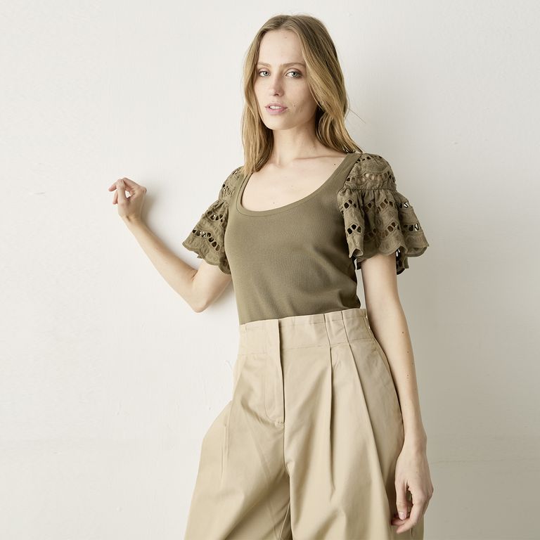 Blusa Manga Broderie Mujer