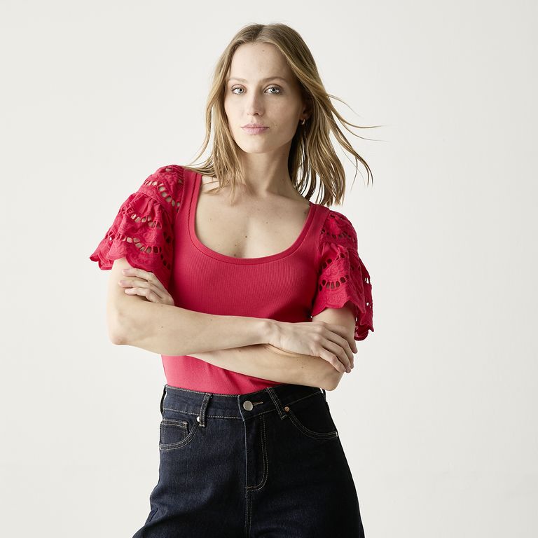 Blusa Manga Broderie Mujer