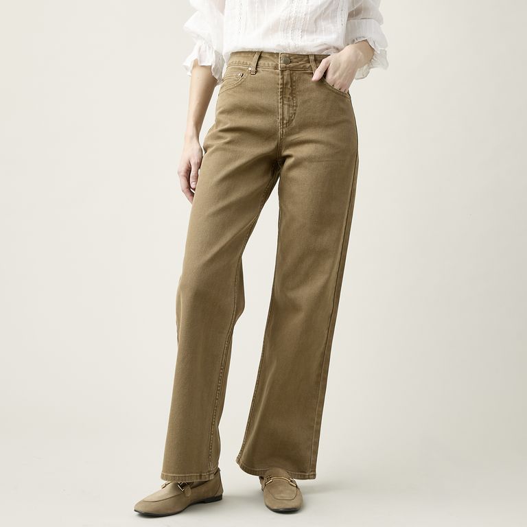 Pantalón Wide Leg Café Mujer