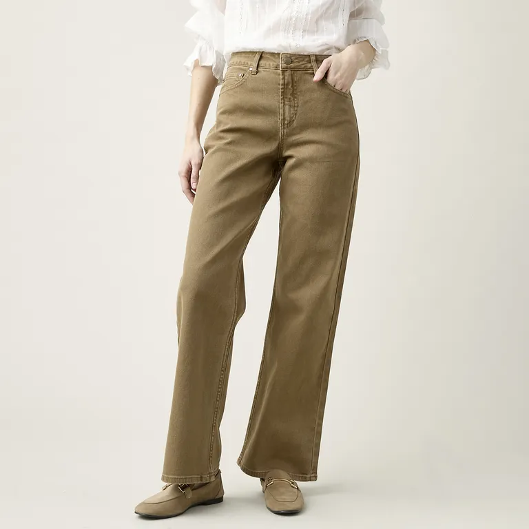 Pantalón Wide Leg Café Mujer