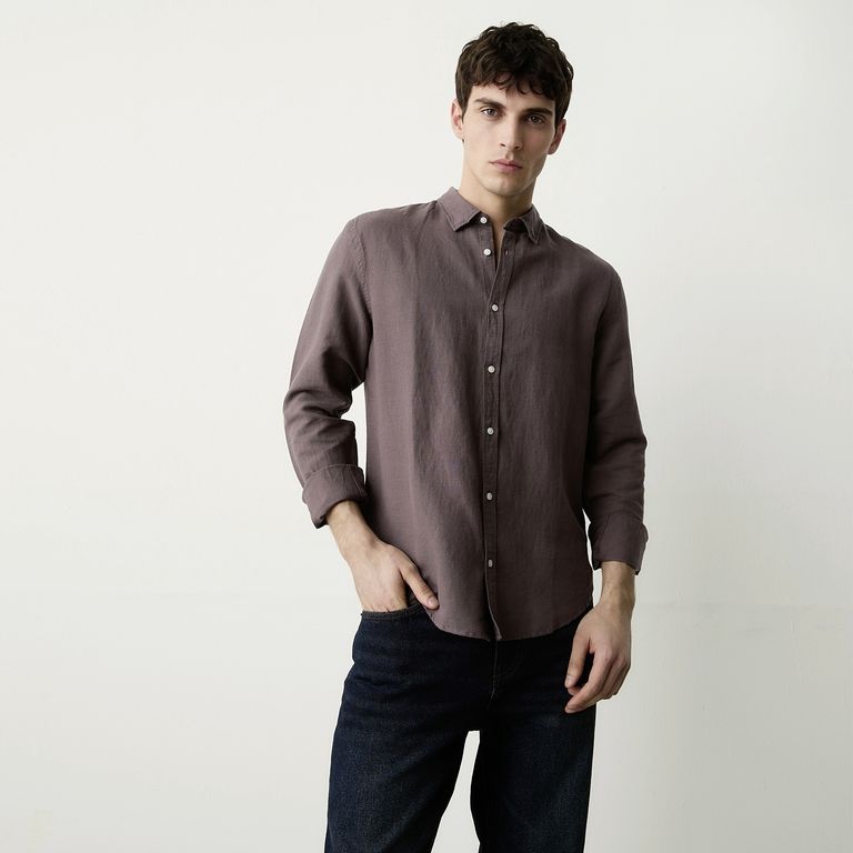 Camisa Manga Larga Lino Hombre