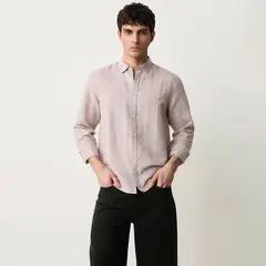BASEMENT - Camisa Manga Larga Lino Hombre