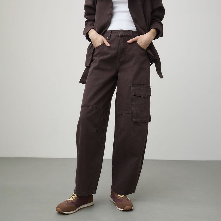 Jeans Cargo Tiro Alto Mujer