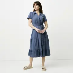 NEWPORT - Vestido Midi Manga Corta Mujer