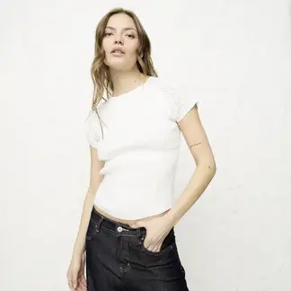 AMERICANINO - Polera Manga Corta Tejida Algodón Mujer