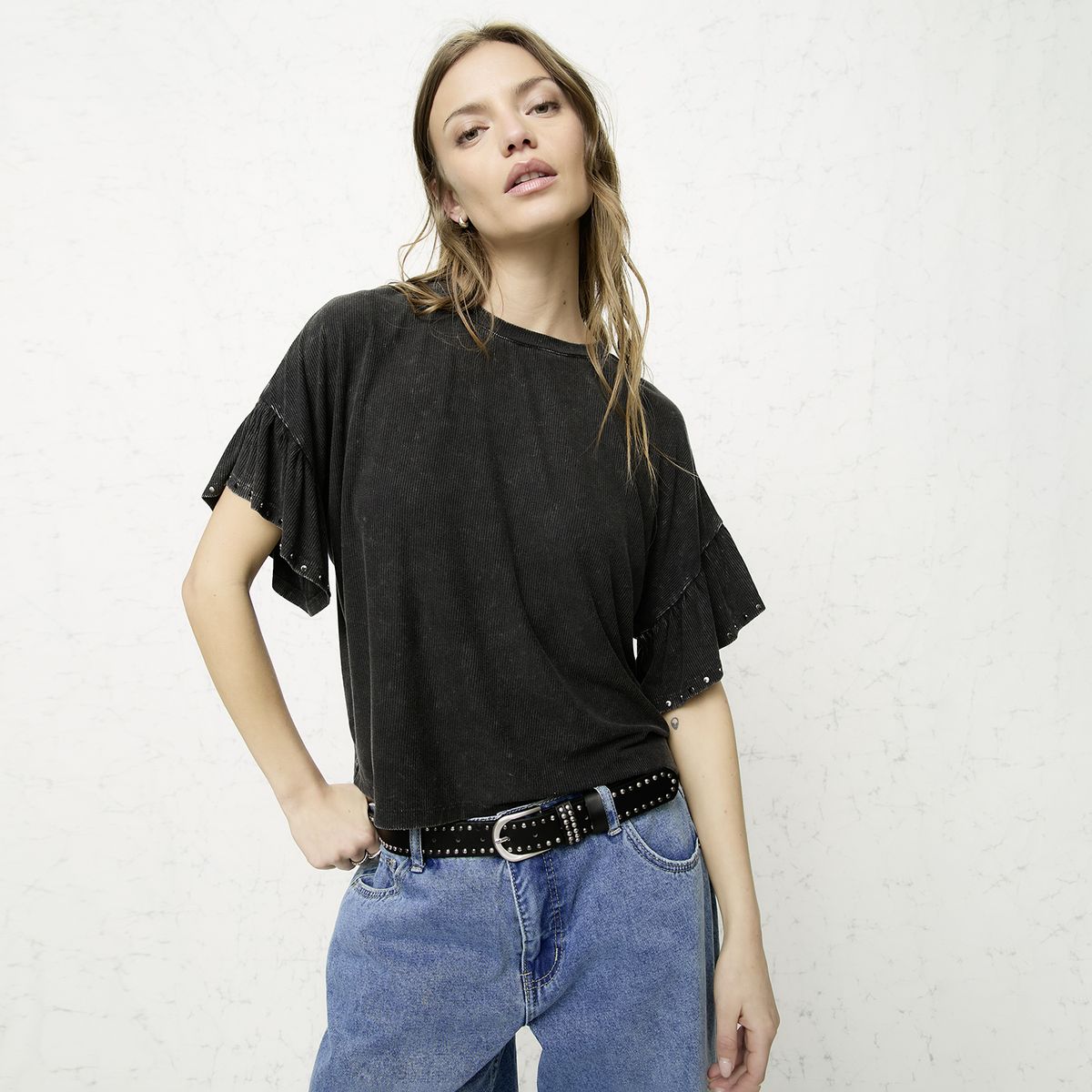 AMERICANINO - Polera Fluida Manga Vuelos Mujer Americanino