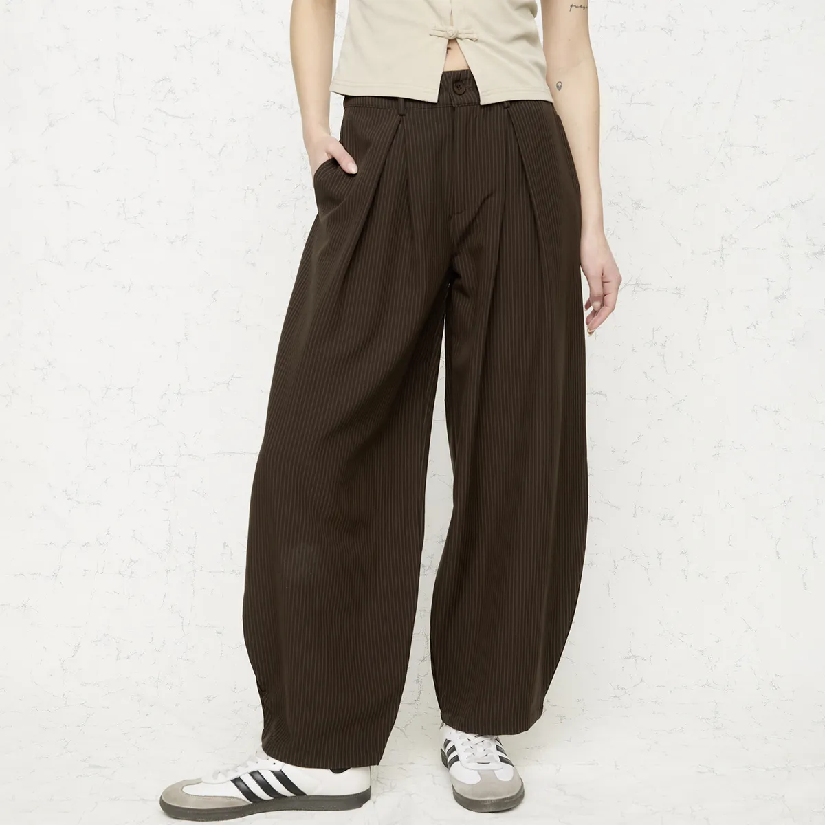 AMERICANINO - Pantalón Baggy Tiro Medio Mujer Americanino