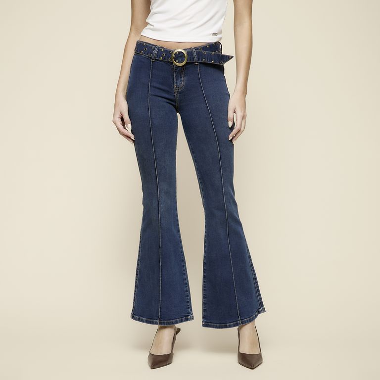 Jeans Flare Tiro Bajo Mujer