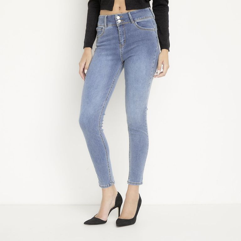 Jeans Skinny Tiro Alto Mujer