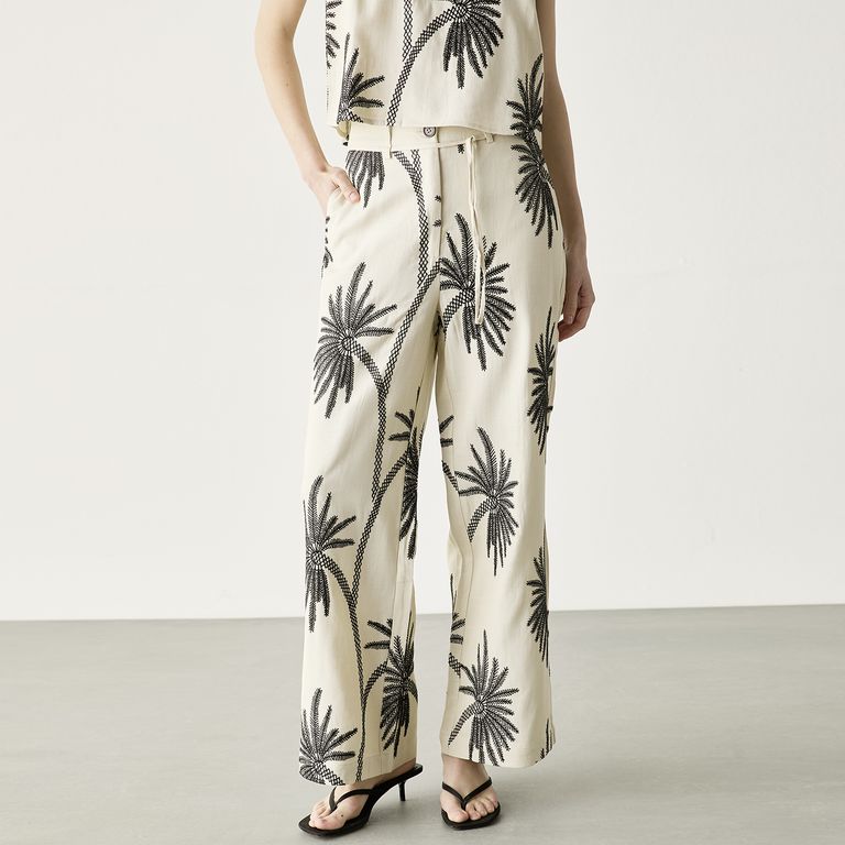 Pantalón Wide Leg Tiro Alto Mujer