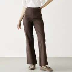 BASEMENT - Pantalón Tiro Alto Botones Mujer