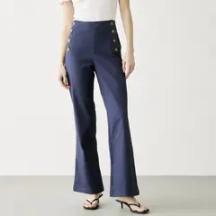 BASEMENT - Pantalón Tiro Alto Botones Mujer