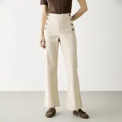 BASEMENT - Pantalón Tiro Alto Botones Mujer