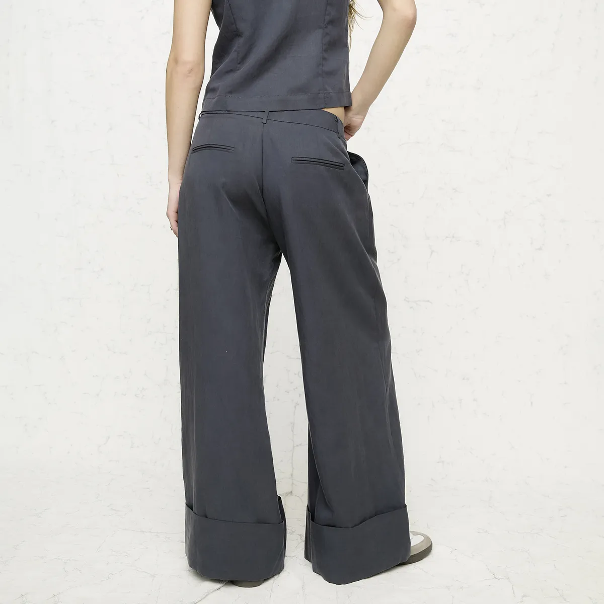 AMERICANINO - Pantalón Wide Leg Mujer Tiro Medio Americanino