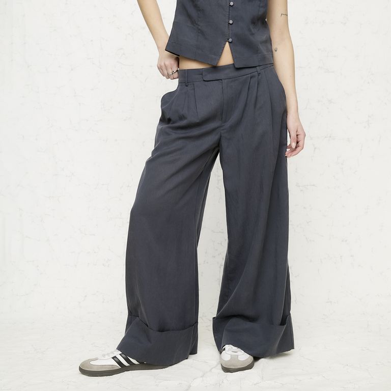 Pantalón Wide Leg Mujer Tiro Medio