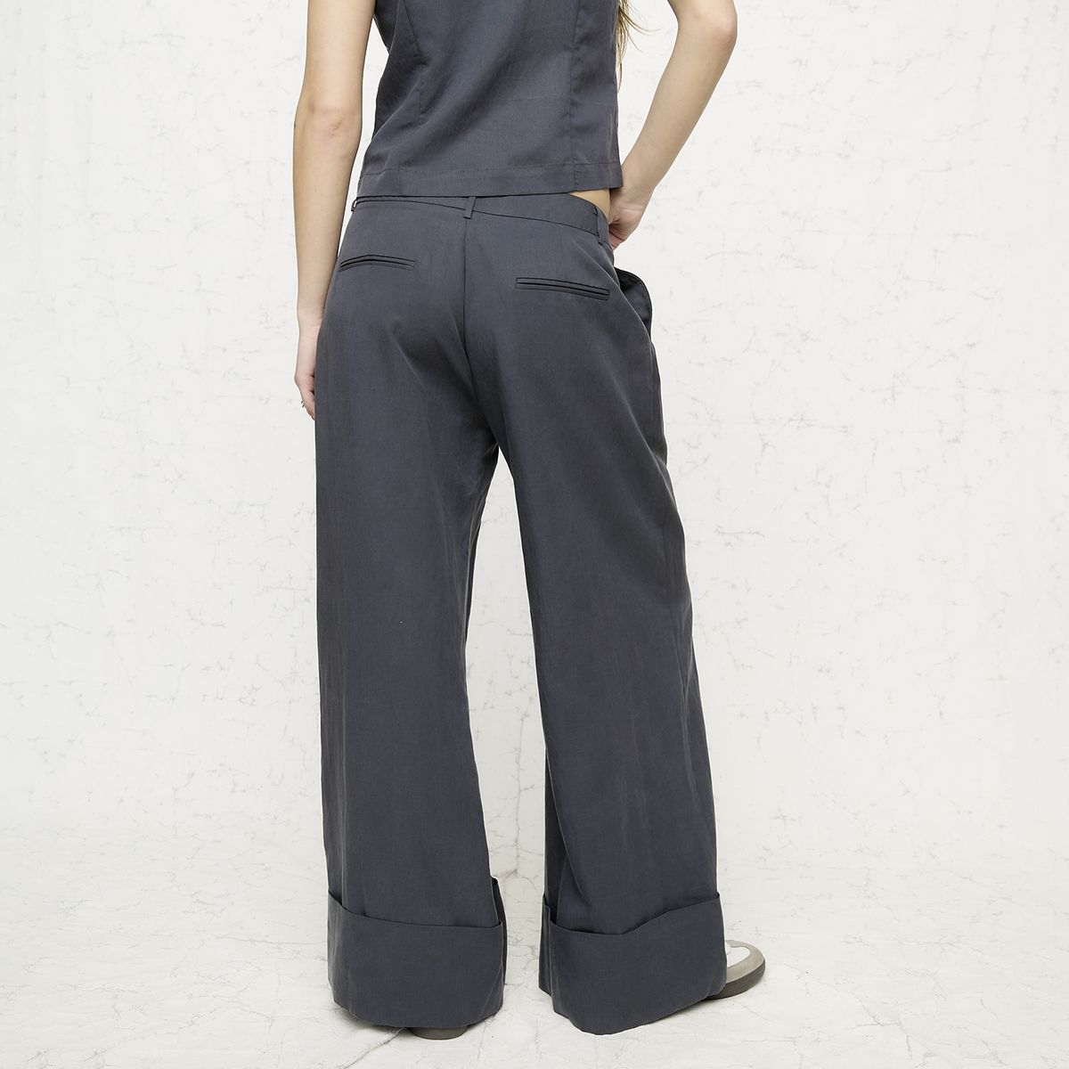 AMERICANINO - Pantalón Wide Leg Mujer Tiro Medio Americanino