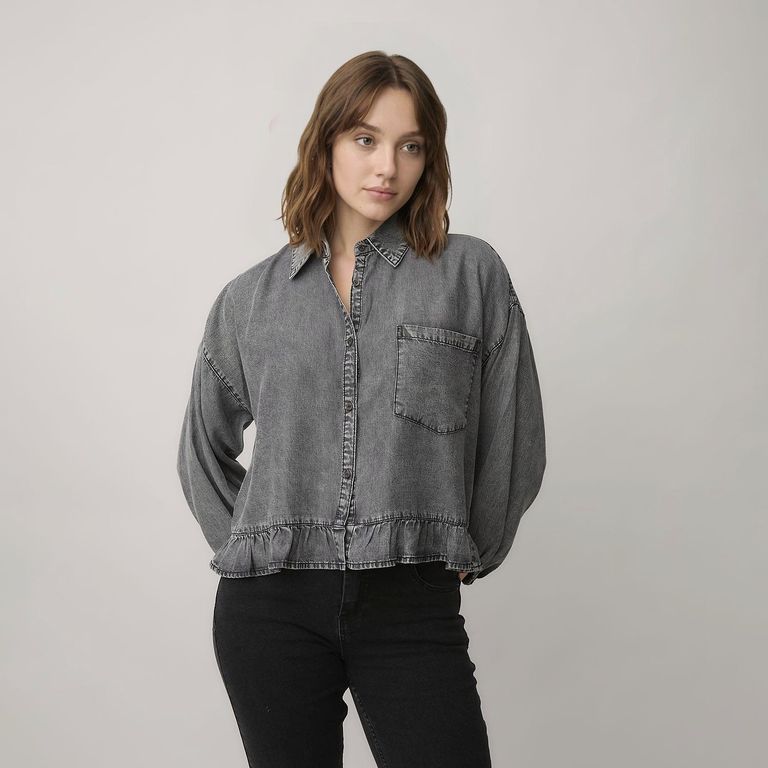 Blusa Cuello Camisero Mujer