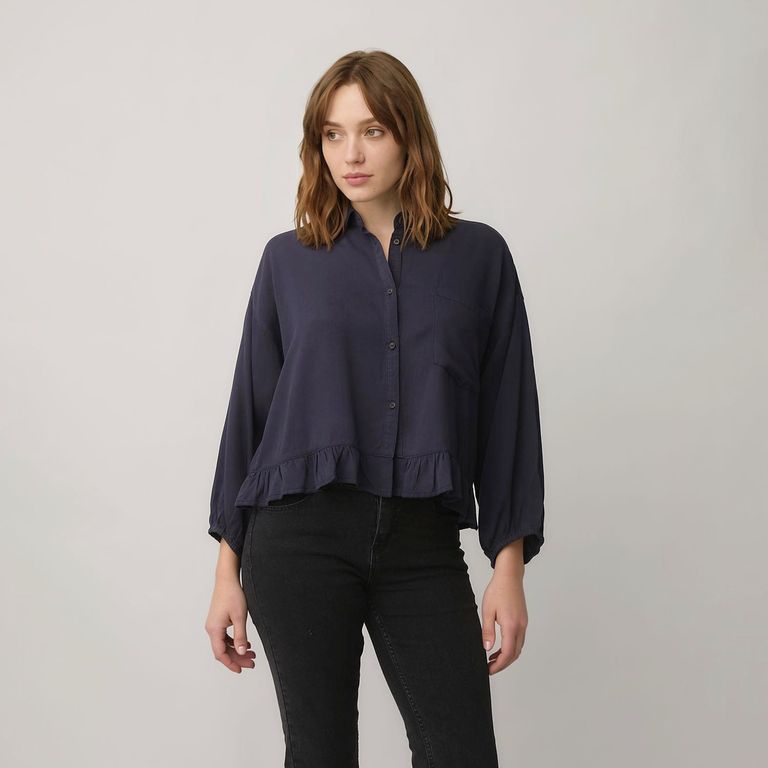 Blusa Cuello Camisero Mujer