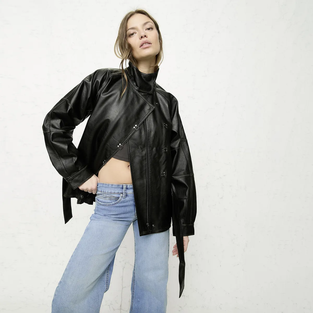 AMERICANINO - Chaqueta Efecto Cuero Nudo Mujer Americanino