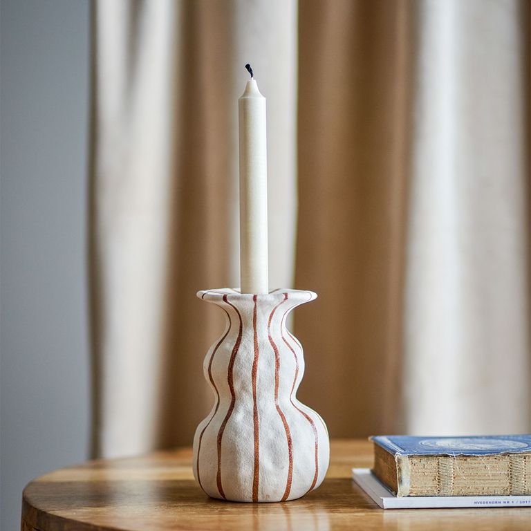 Porta Vela Byron Cerámica Gres 10.5X16 cm Adorno Decorativo
