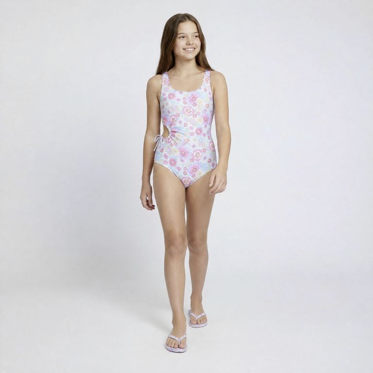 Traje Baño Con Fruncido Niña