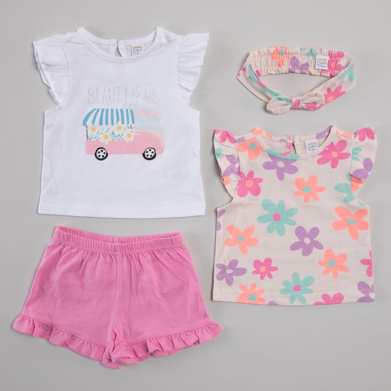 Set Polera + Short + Cintillo Bebé Niña