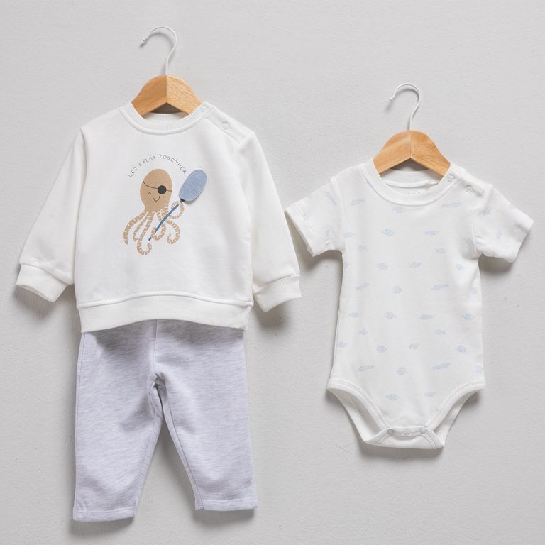 Conjunto Polerón Más Pantalón de Buzo más Body Bebé Niño
