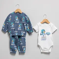 BLUEY - Conjunto Polerón Más Buzo Más Body Bebé Niño