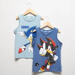 SONIC - Pack De 2 Poleras Sin Mangas Niño