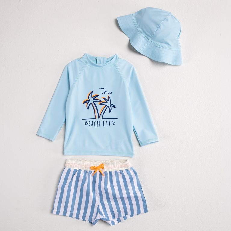 Set Traje De Baño + Gorro Bebé Niño