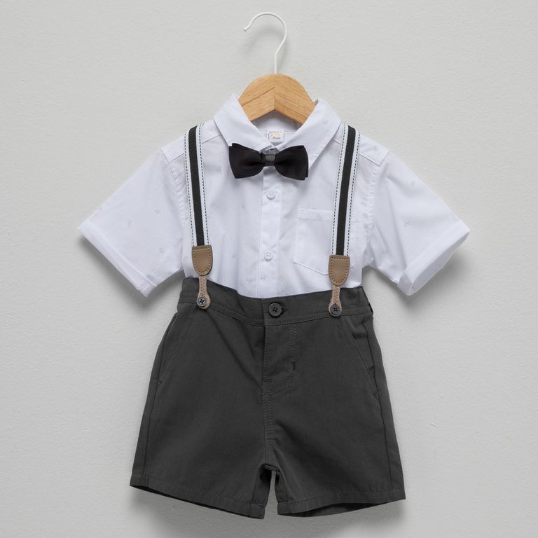 Conjunto Fiesta Bebé Niño Camisa + Shorts + Suspensores + Humita