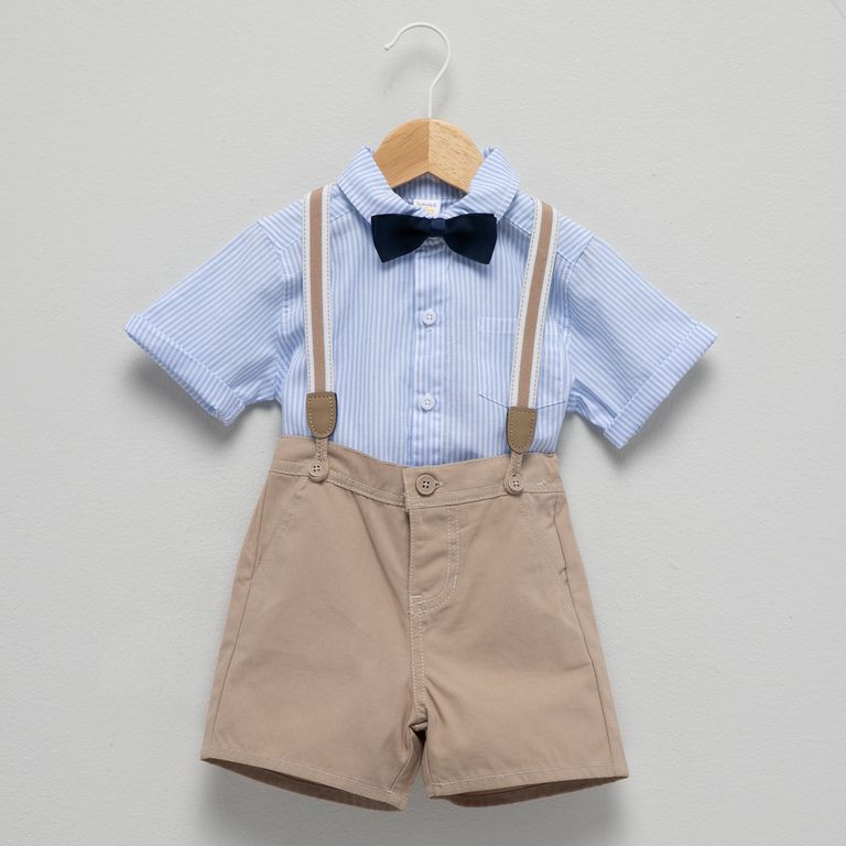Conjunto Fiesta Bebé Niño Camisa + Shorts + Suspensores + Humita