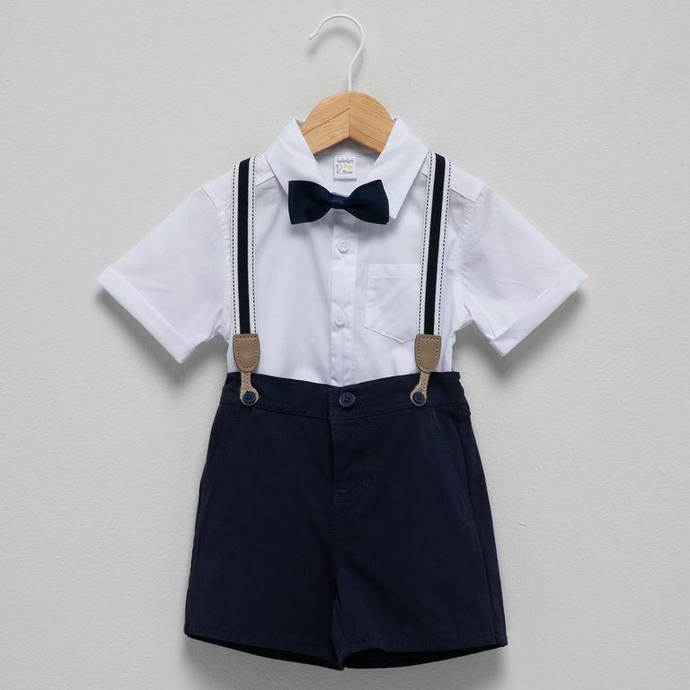 Conjunto Fiesta Bebé Niño Camisa + Shorts + Suspensores + Humita