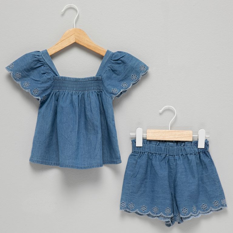Set Polera + Short Denim Bebé Niña