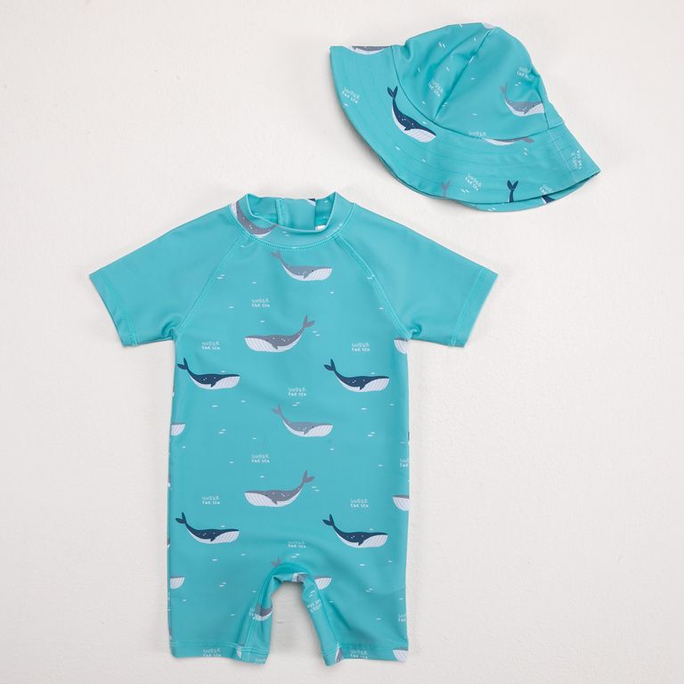 Set Traje De Baño + Gorro Bebé Niña