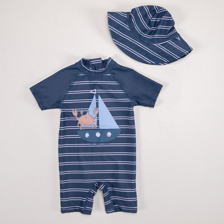 Set Traje De Baño + Gorro Bebé Niña