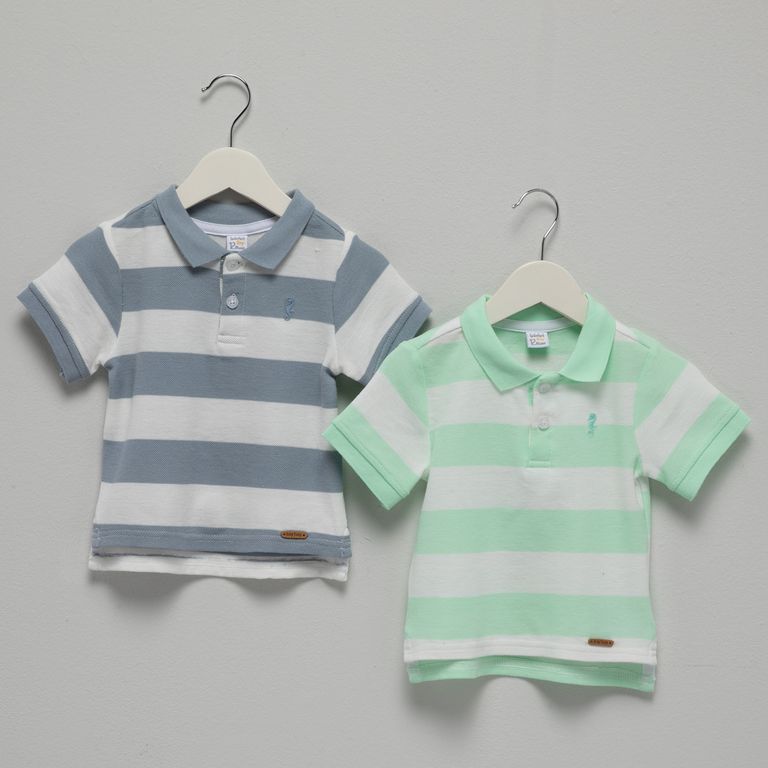 Pack 2 Poleras Rayas Manga Corta Bebé Niño