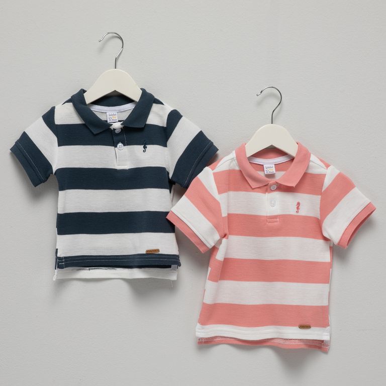 Pack 2 Poleras Rayas Manga Corta Bebé Niño