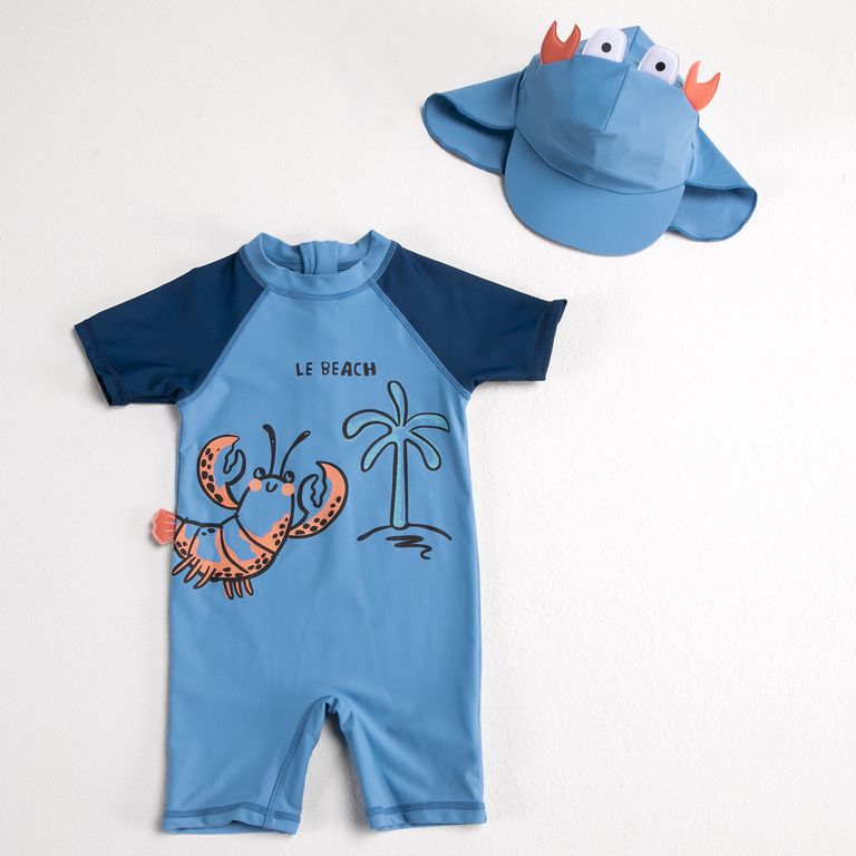 Set Traje De Baño + Gorro Bebé Niño