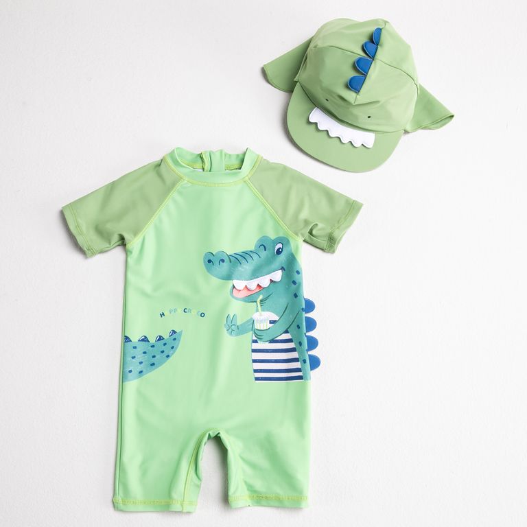 Set Traje De Baño + Gorro Bebé Niño