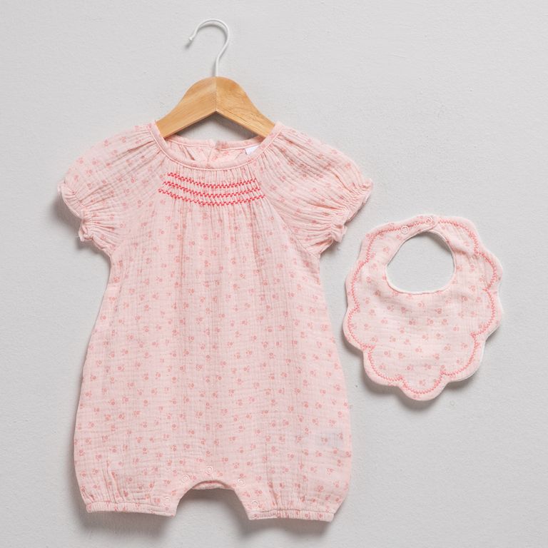 Conjunto Enterito Más Babero Bebé Niña