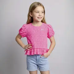 BARBIE - Polera Manga Corta Niña