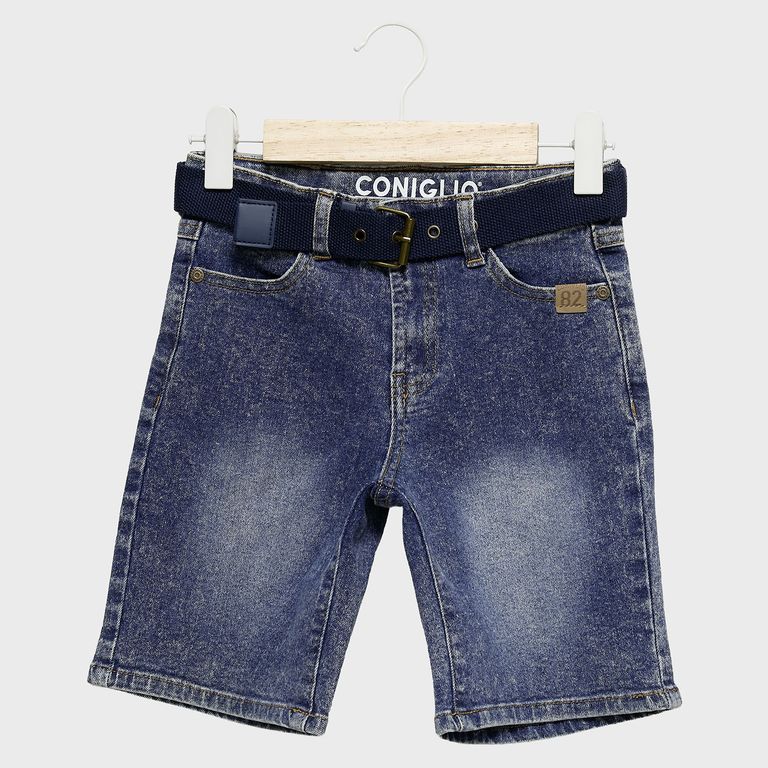 Short Jeans Con Cinturón Niño