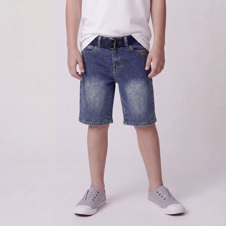 Short Jeans Con Cinturón Niño