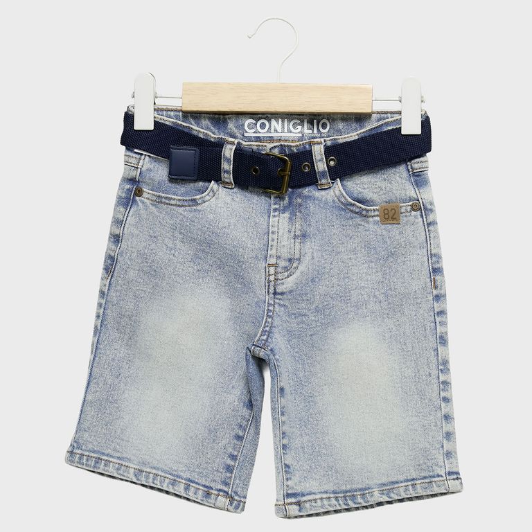 Short Jeans Con Cinturón Niño